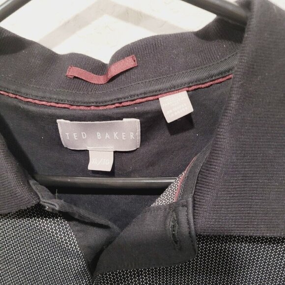 Ted Baker Mens Polo Shirt Black White with Solid Trims Polo in XL Preowned - Picture 4 of 8